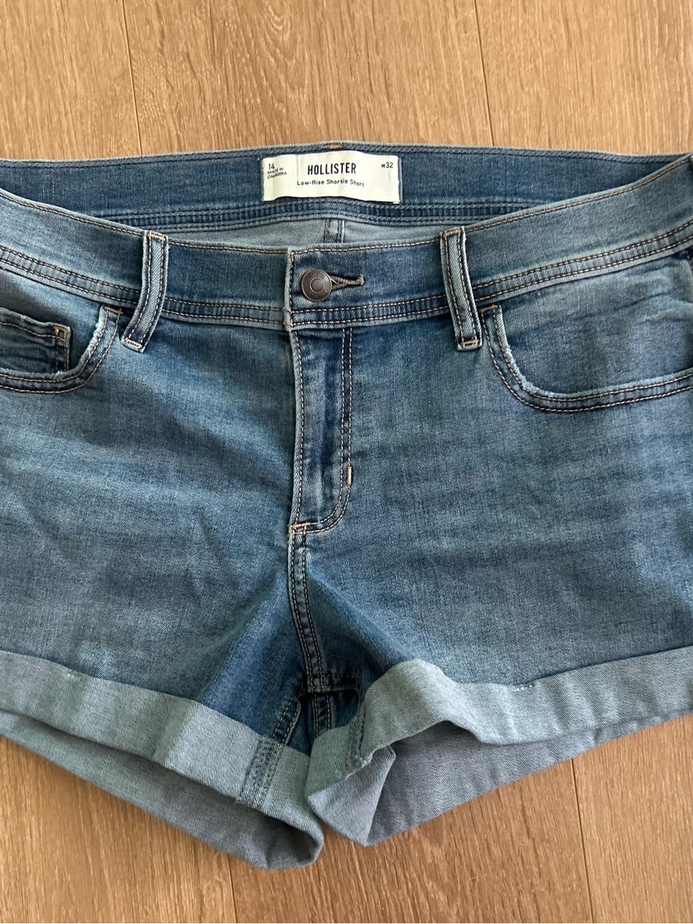Hollister Light Blue Low-Rise Shortie Denim Shorts